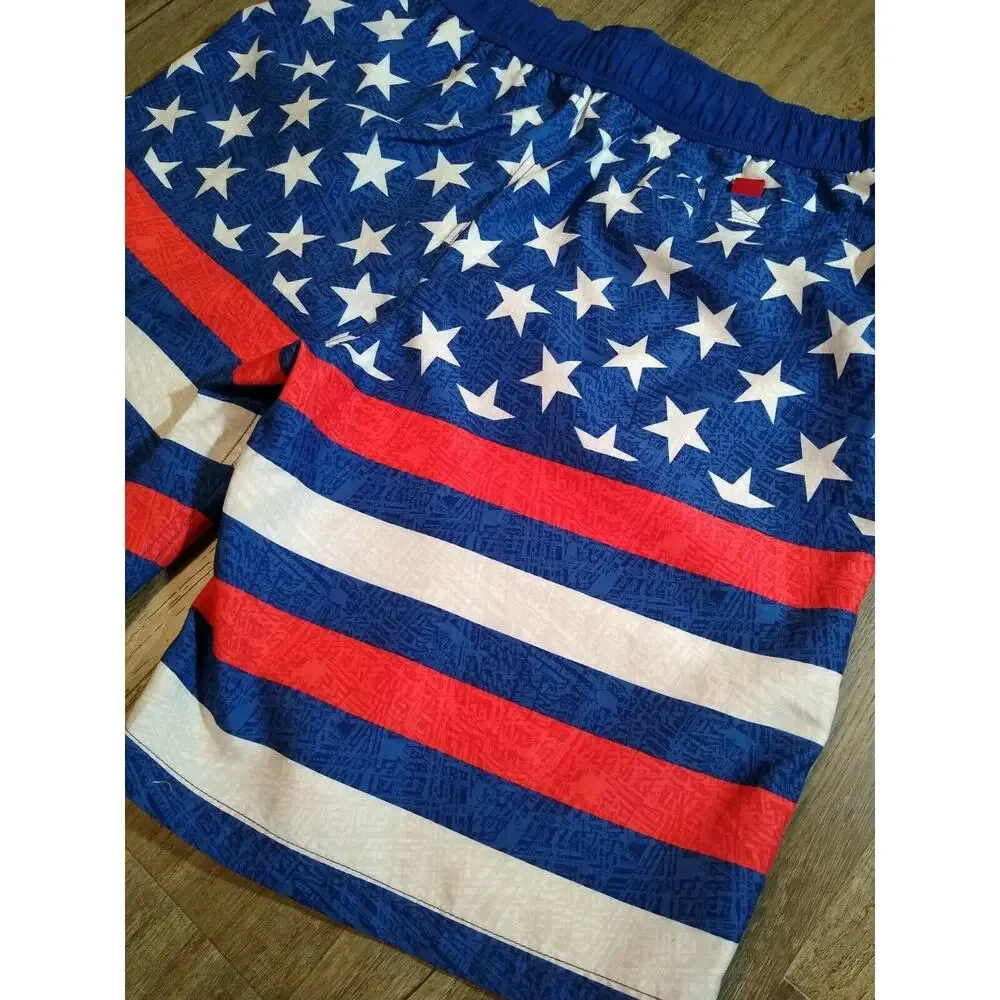 O'rageous Men's XL XXL Swim Trunks Bathing Suit USA Flag Design Red White & Blue
